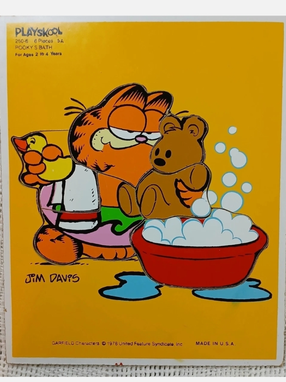 Vintage Playskool Garfield Pooky Bath Wooden Puzzle.